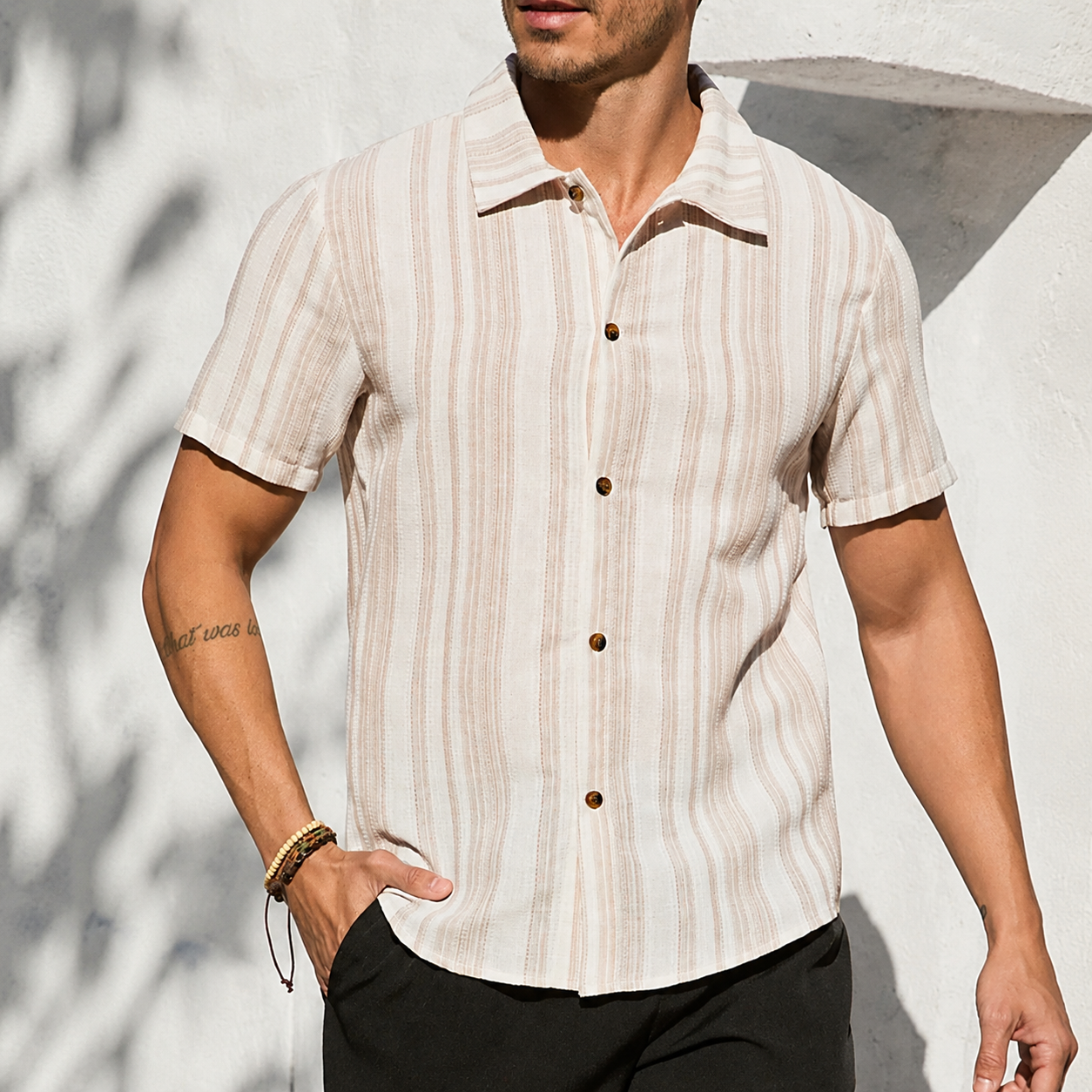 Smart Casual Short Sleeve Button Up Summer Wear Shirt For Men