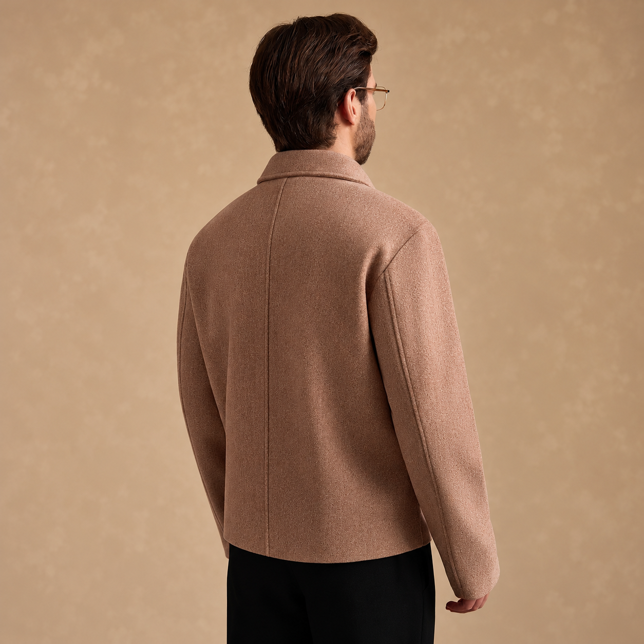 Patchwork Teddy Fleece Wool Blend Cropped Overcoat For Men