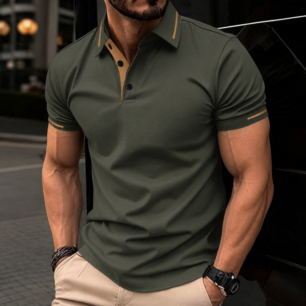 Casual Summer Wear Short Sleeve Polo Shirt With Trim Design For Men