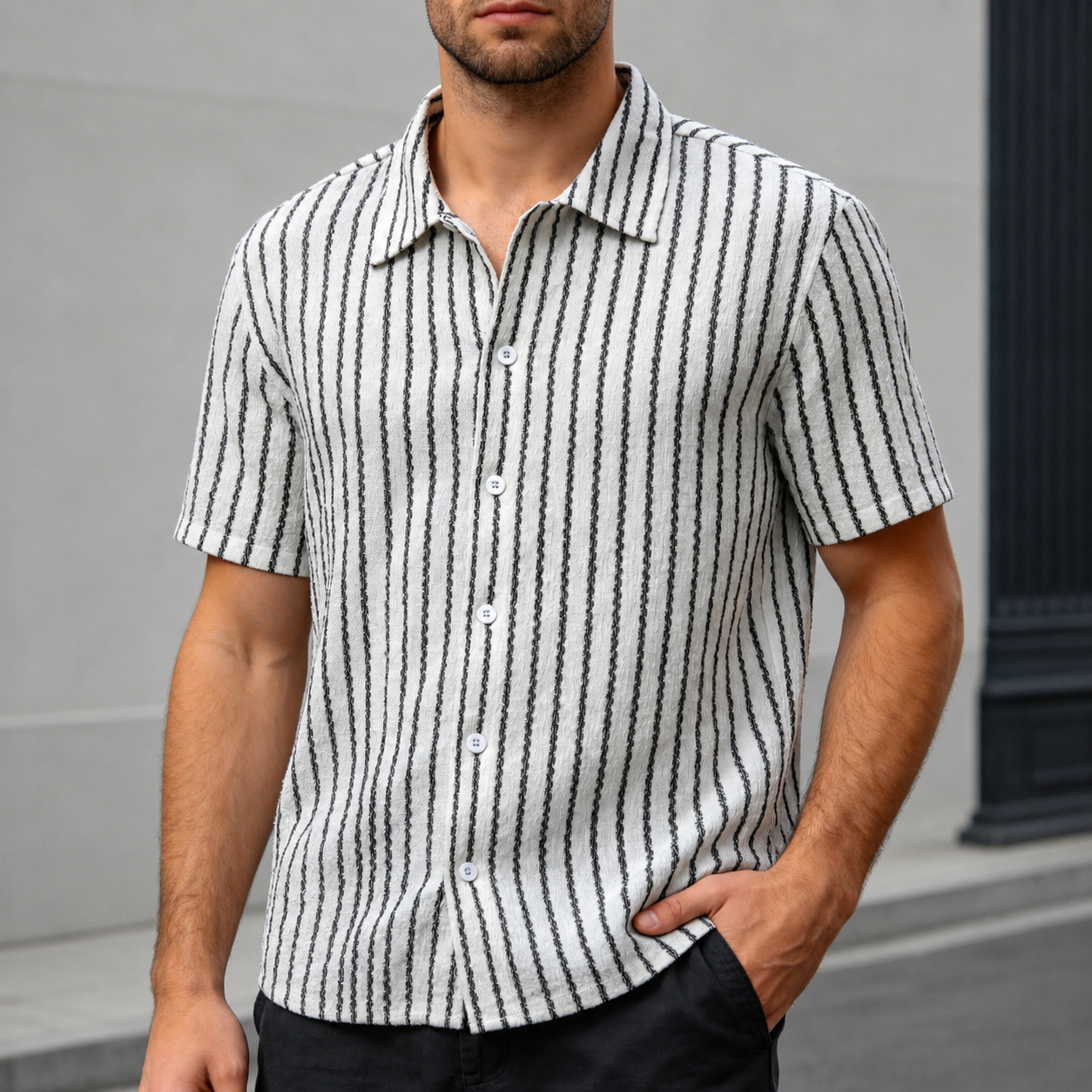 Smart Casual Short Sleeve Button Up Summer Wear Shirt For Men