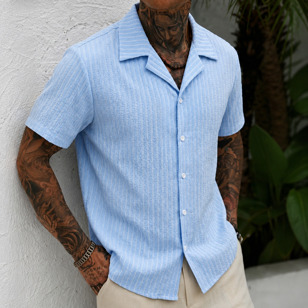 Smart Casual Short Sleeve Button Up Summer Wear Shirt For Men