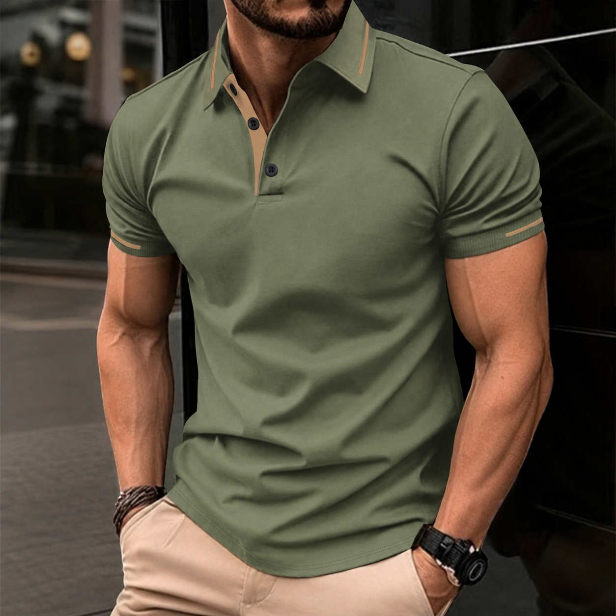 Casual Summer Wear Short Sleeve Polo Shirt With Trim Design For Men