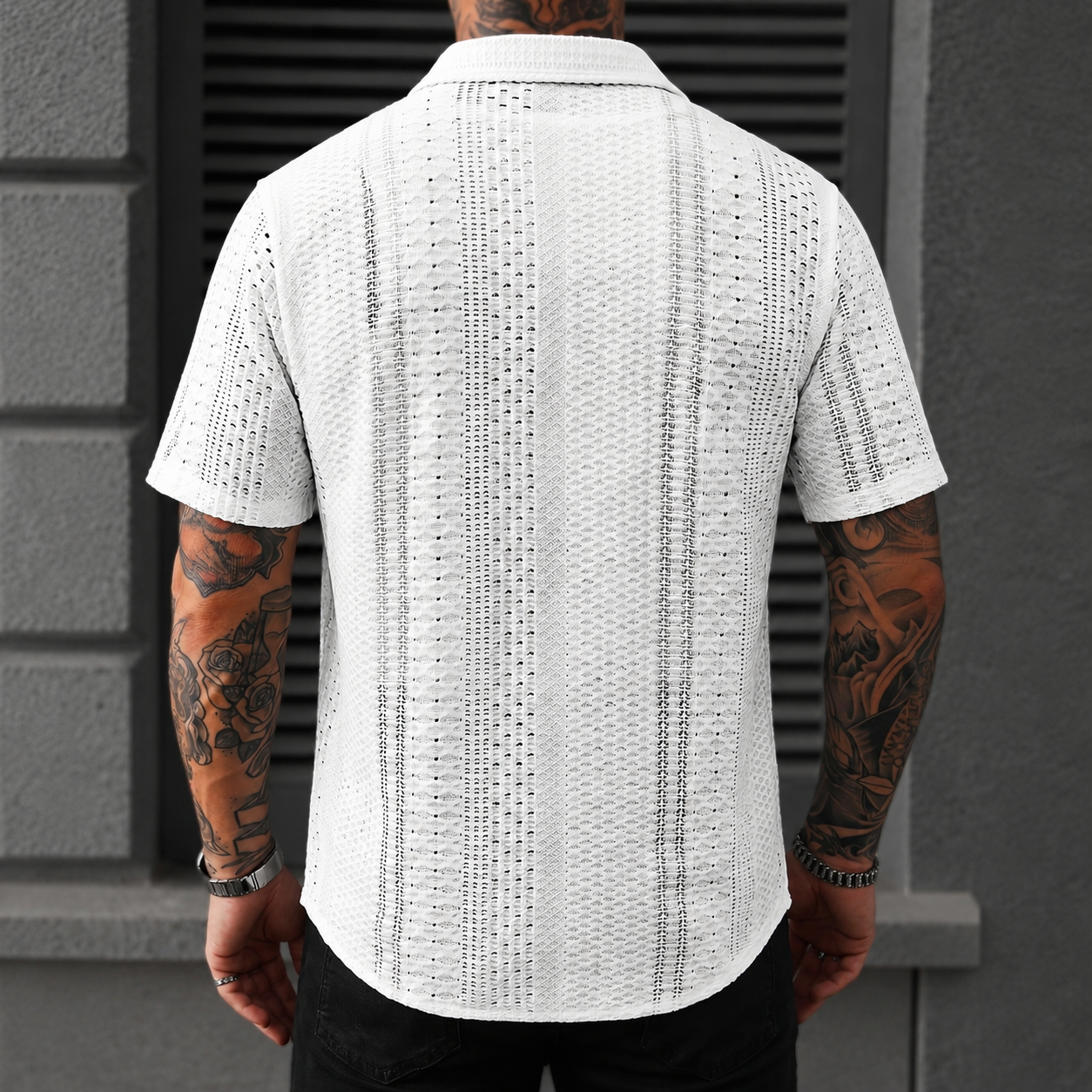 Lightweight Printed Short Sleeve Button Up Casual Holiday Shirt For Men