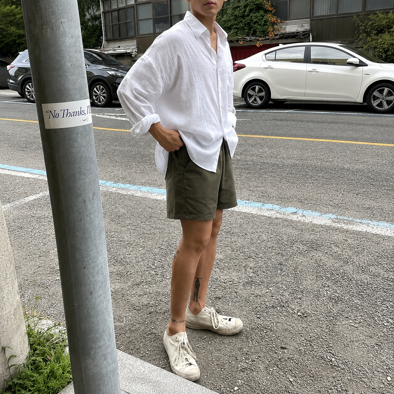 Casual Long Sleeve Button Front Baggy Shirt With Pocket For Men