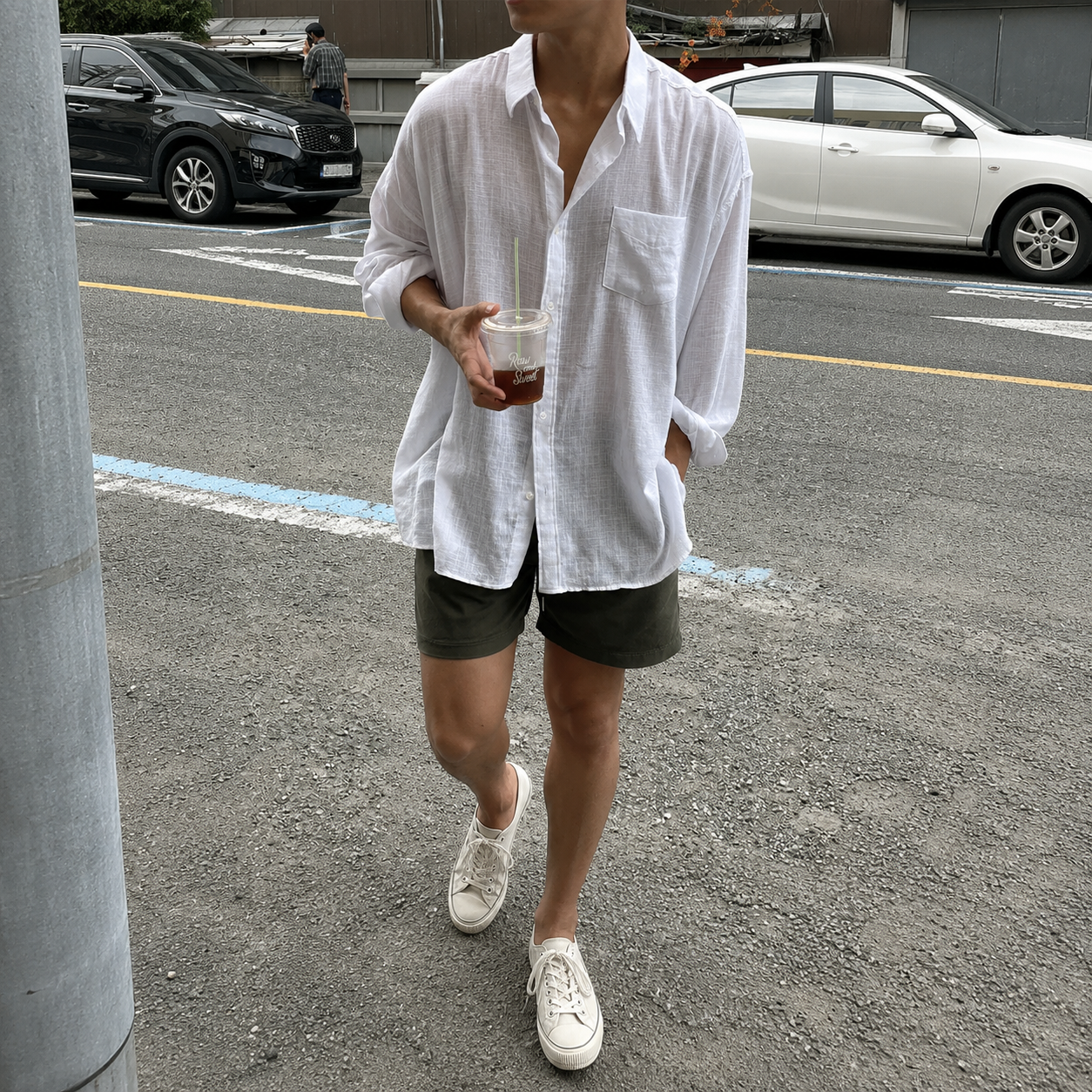 Casual Long Sleeve Button Front Baggy Shirt With Pocket For Men