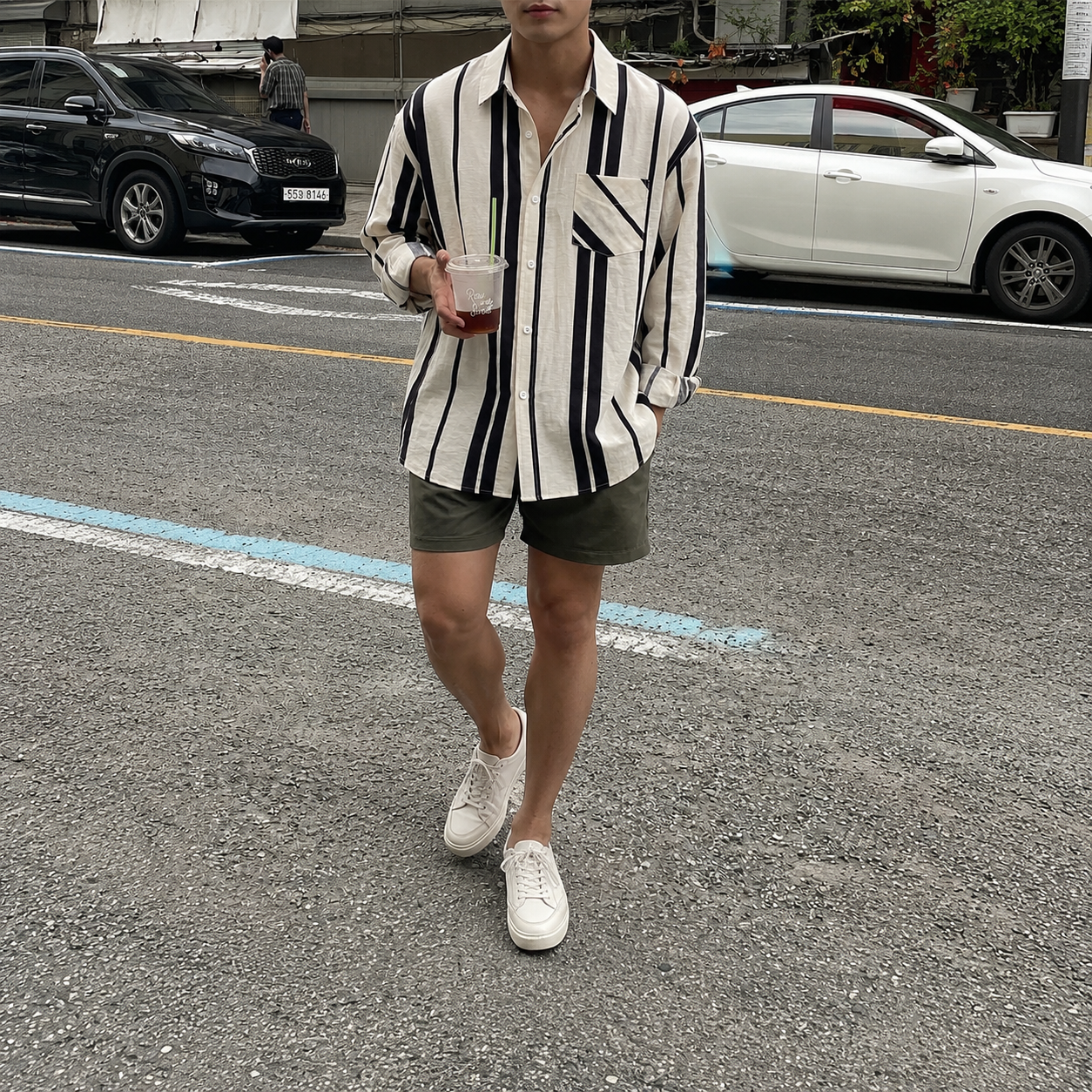 Casual Long Sleeve Button Front Baggy Shirt With Pocket For Men