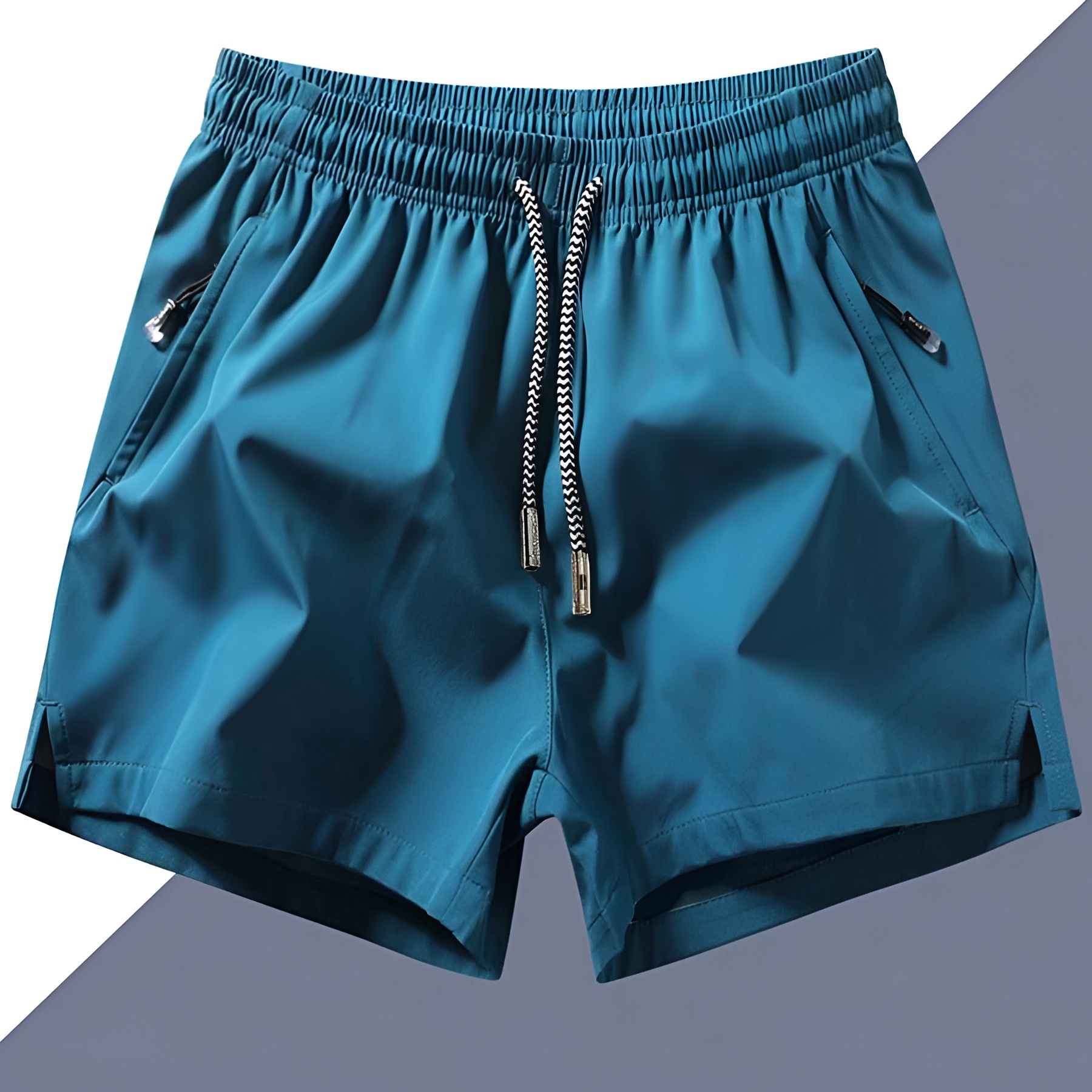 Quick Dry Drawstring Zipper Pocket Shorts For Men