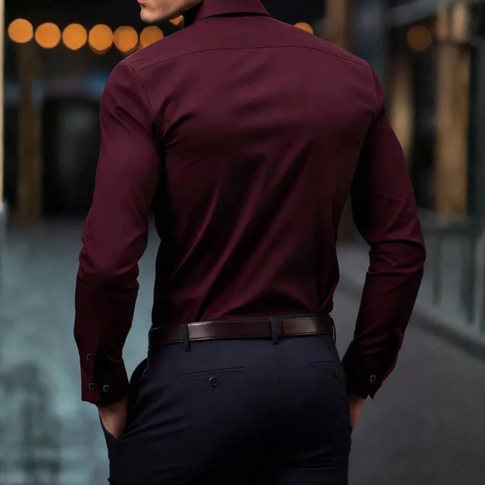 Long Sleeve Button Down Business Casual Formal Office Shirt For Men