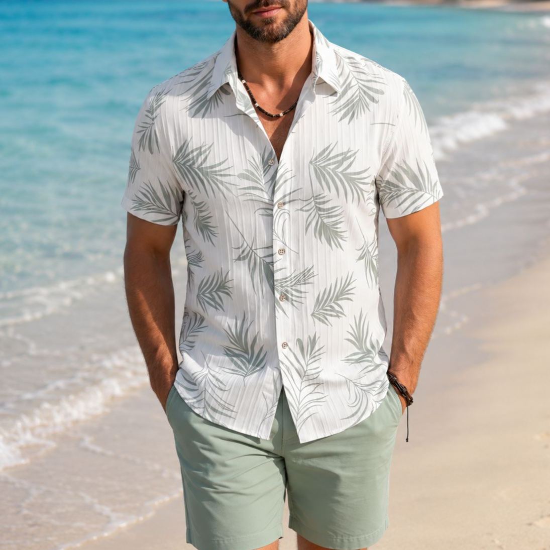 Casual Floral Printed Button Up Vacation Shirt For Men