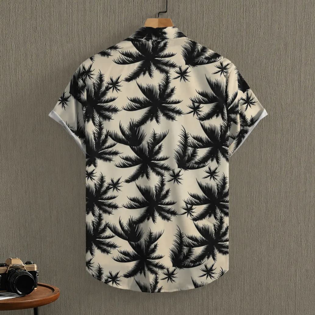 Casual Printed Short Sleeve Beach Shirt For Men