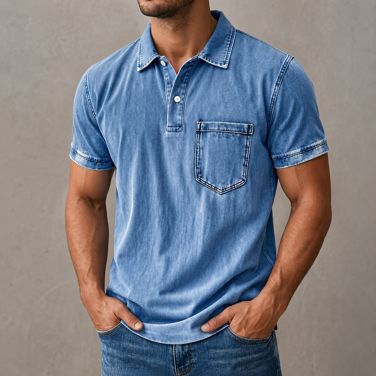 Summer Regular Fit Trim Short Sleeve Casual Polo Shirt For Men