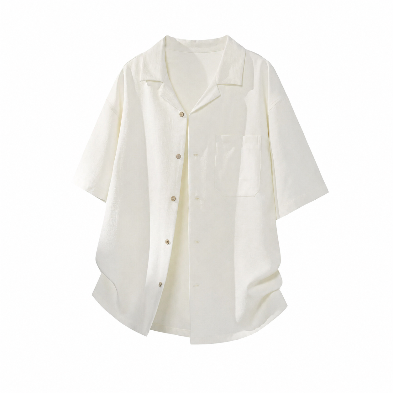 Loose Fit Camp Collar Short Sleeve Button Front Summer Wear Shirt For Men