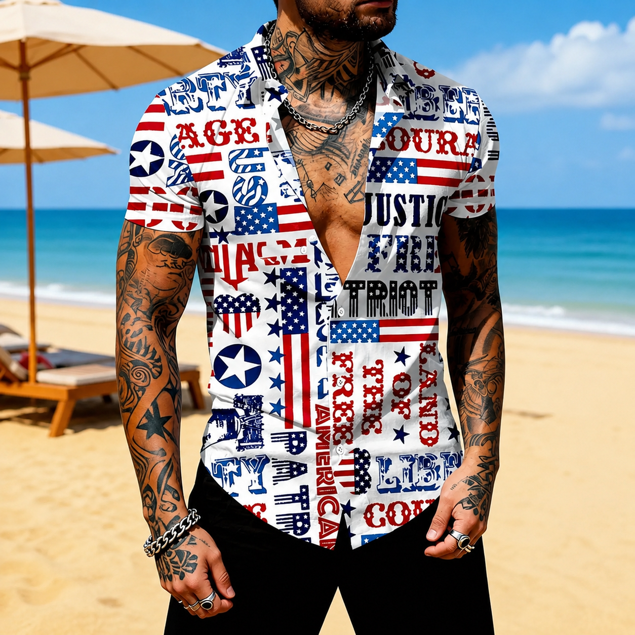 Printed Short Sleeve Button Down Casual Summer Shirt For Men