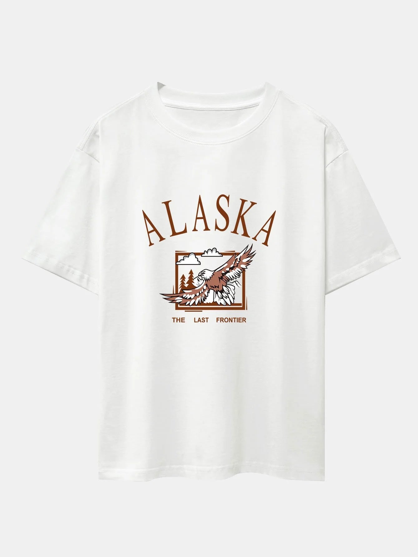 Alaskan Eagle Print Oversize T-Shirt-Vacay Outfit