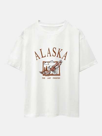 Alaskan Eagle Print Oversize T-Shirt-Vacay Outfit