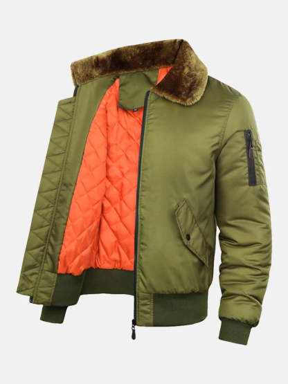 Bomber Jacket With Faux Fur Collar-Vacay Outfit