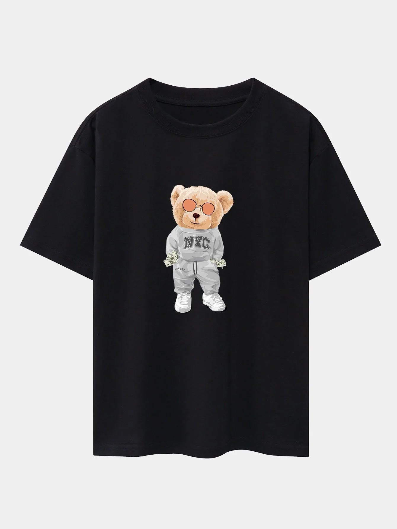Bear Print Oversize T-Shirt-Vacay Outfit