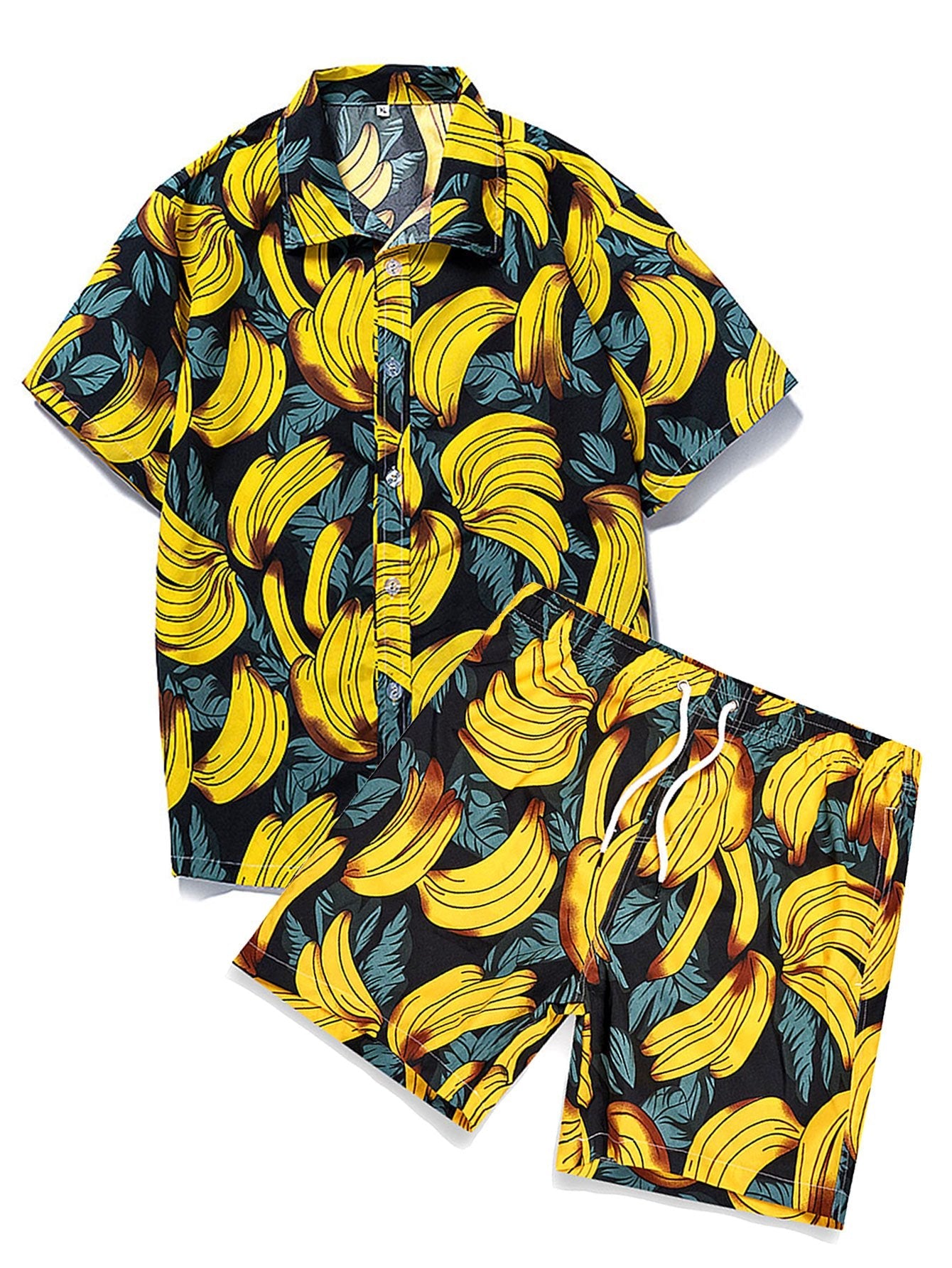 Banana Print Shirt And Swim Shorts-Vacay Outfit