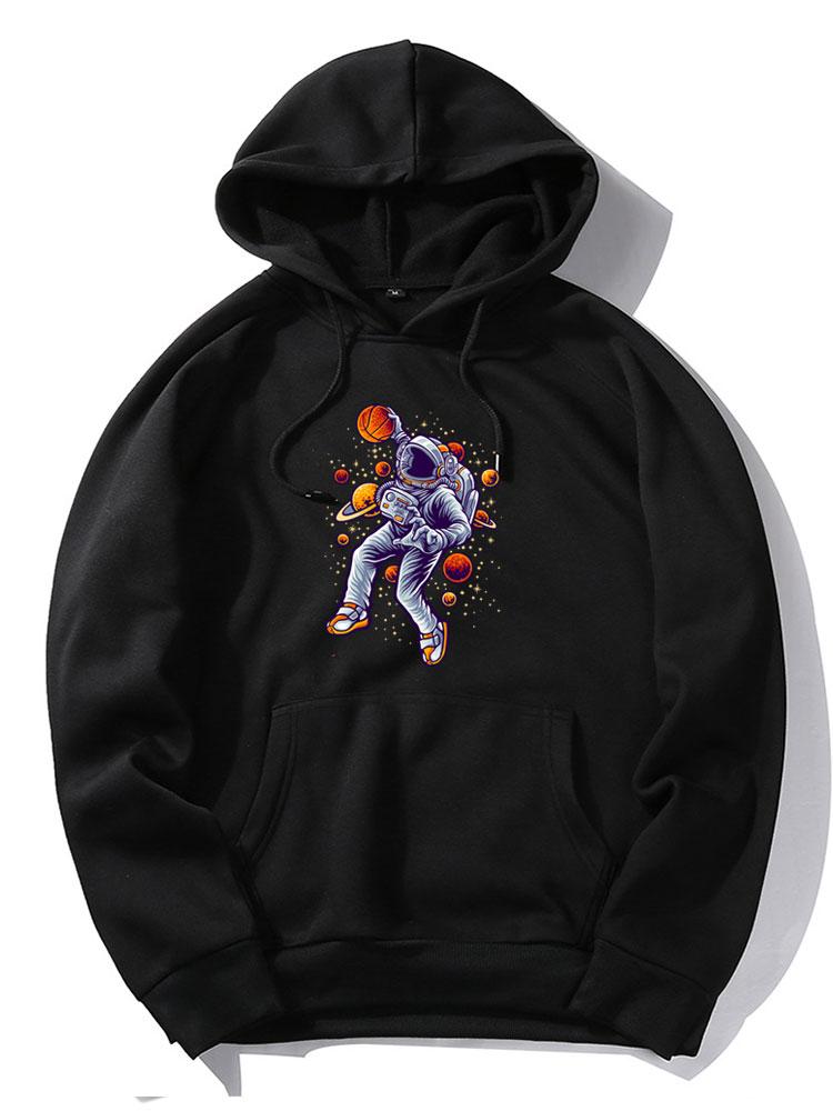 Basketball Astronaut Print Hoodie-Vacay Outfit