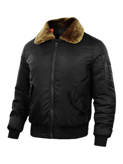 Bomber Jacket With Faux Fur Collar-Vacay Outfit