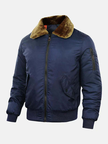 Bomber Jacket With Faux Fur Collar-Vacay Outfit