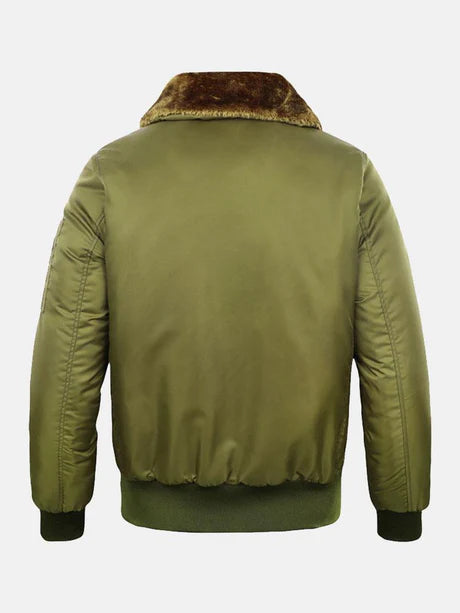 Bomber Jacket With Faux Fur Collar-Vacay Outfit
