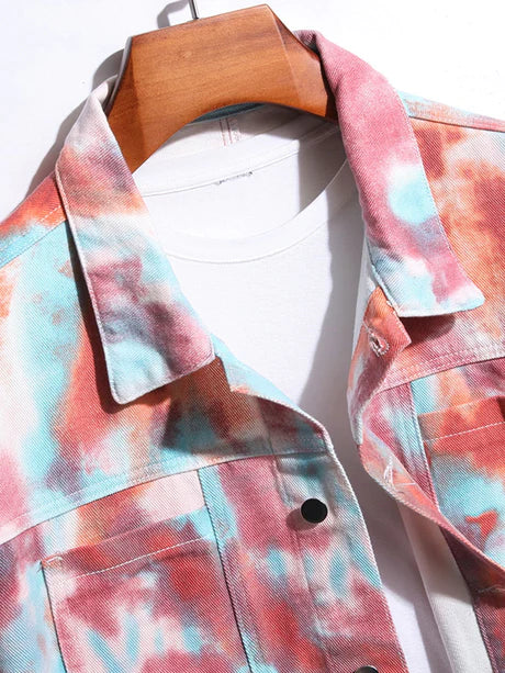 Tie Dye Denim Chore Jacket-Vacay Outfit