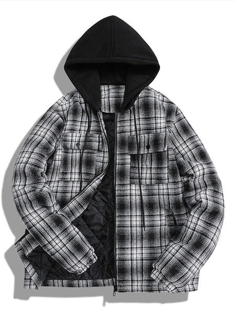 Flannel Hooded Plaid Coat-Vacay Outfit