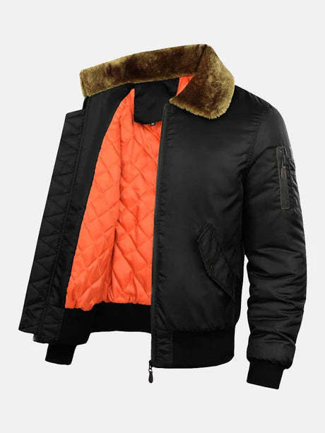 Bomber Jacket With Faux Fur Collar-Vacay Outfit