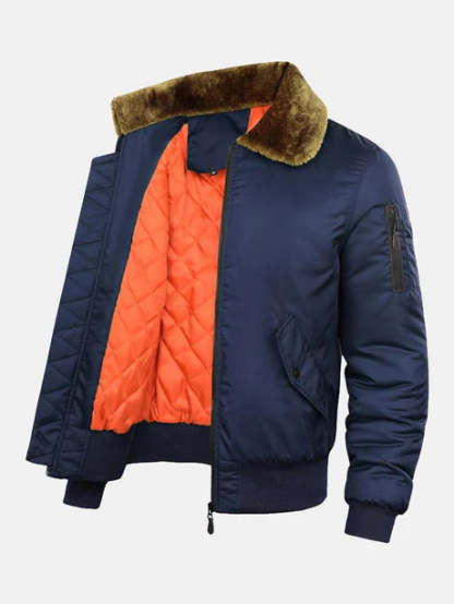 Bomber Jacket With Faux Fur Collar-Vacay Outfit