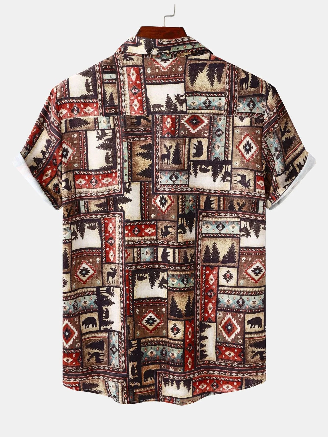 Aztec Patch Print Shirt-Vacay Outfit
