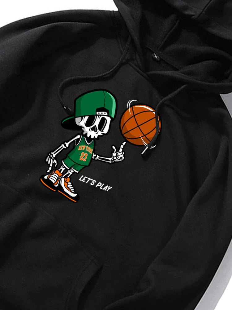 Basketball Print Hoodie-Vacay Outfit