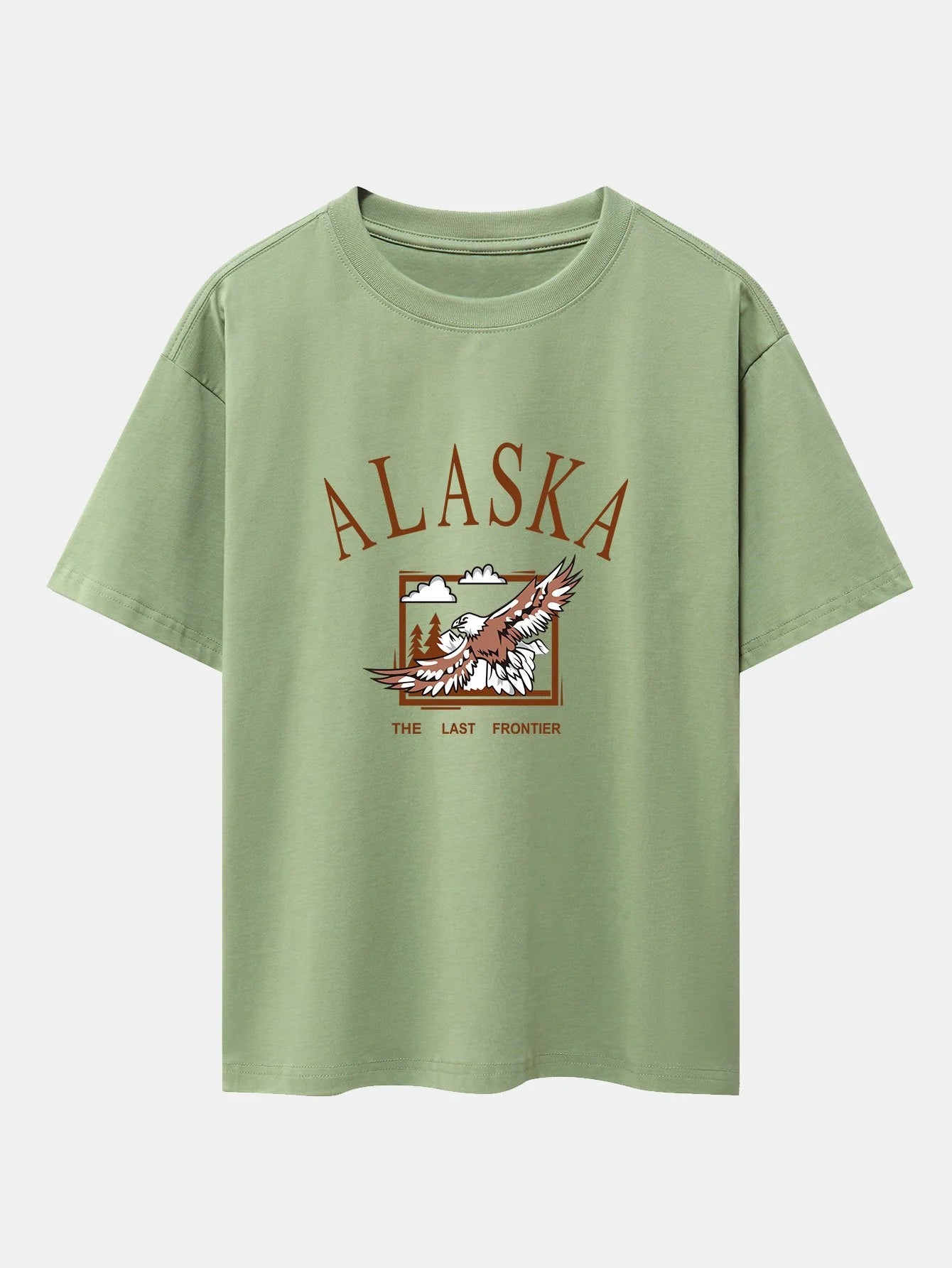Alaskan Eagle Print Oversize T-Shirt-Vacay Outfit
