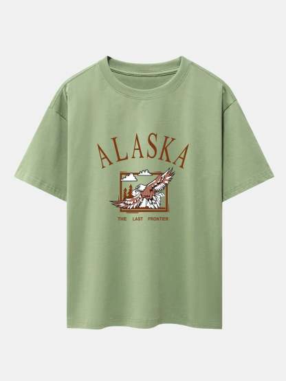 Alaskan Eagle Print Oversize T-Shirt-Vacay Outfit