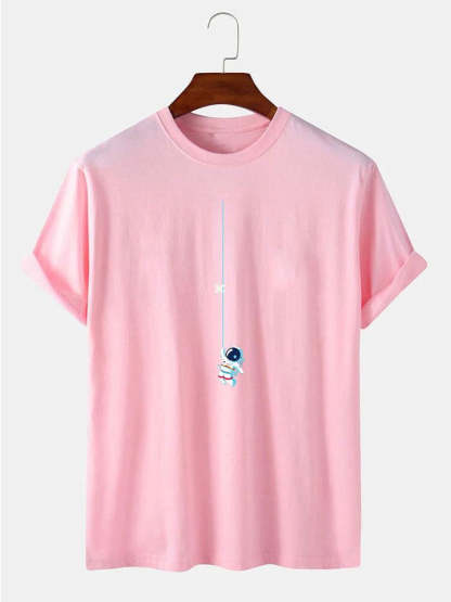 Astronaut On A String Print T-Shirt-Vacay Outfit