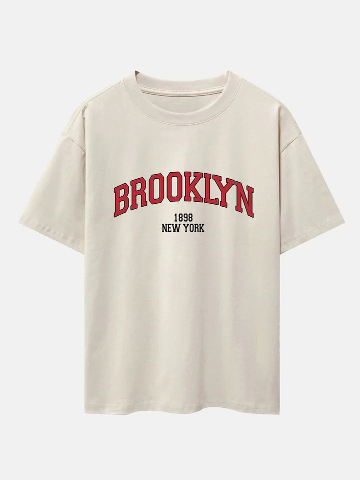 Brooklyn Print Drop Shoulder Oversize T-Shirt-Vacay Outfit