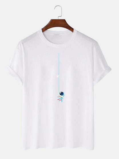 Astronaut On A String Print T-Shirt-Vacay Outfit