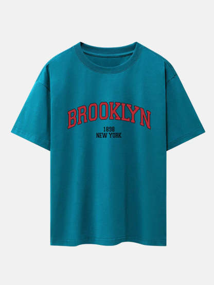 Brooklyn Print Drop Shoulder Oversize T-Shirt-Vacay Outfit