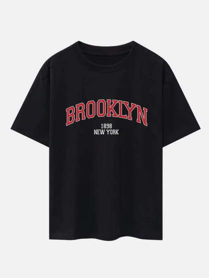 Brooklyn Print Drop Shoulder Oversize T-Shirt-Vacay Outfit