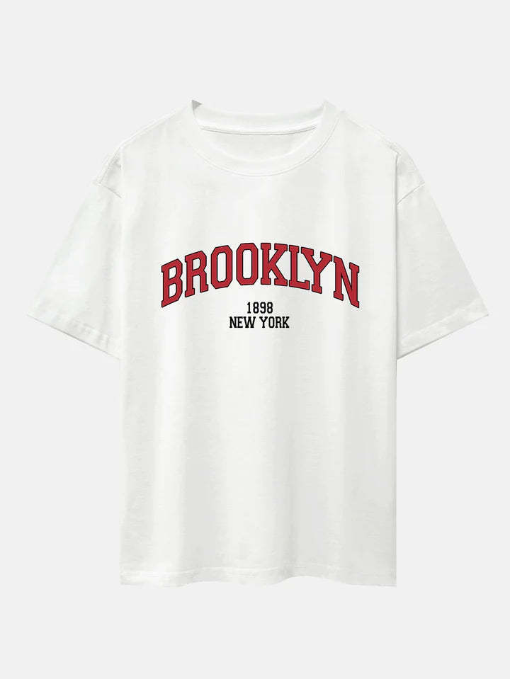 Brooklyn Print Drop Shoulder Oversize T-Shirt-Vacay Outfit
