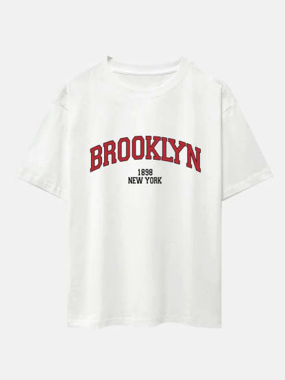 Brooklyn Print Drop Shoulder Oversize T-Shirt-Vacay Outfit