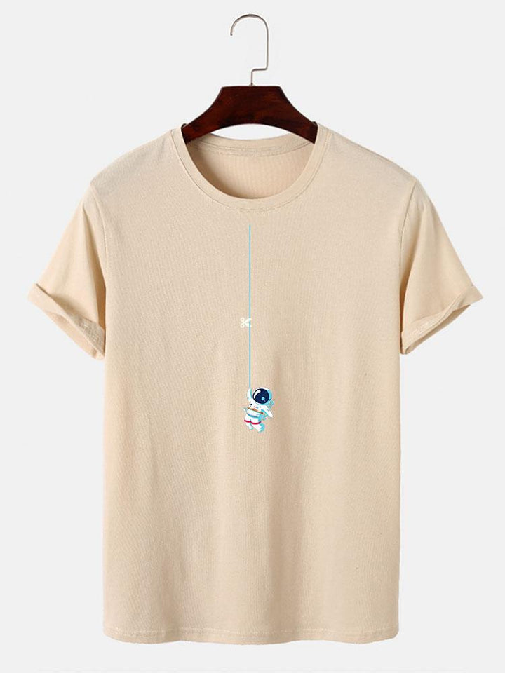 Astronaut On A String Print T-Shirt-Vacay Outfit