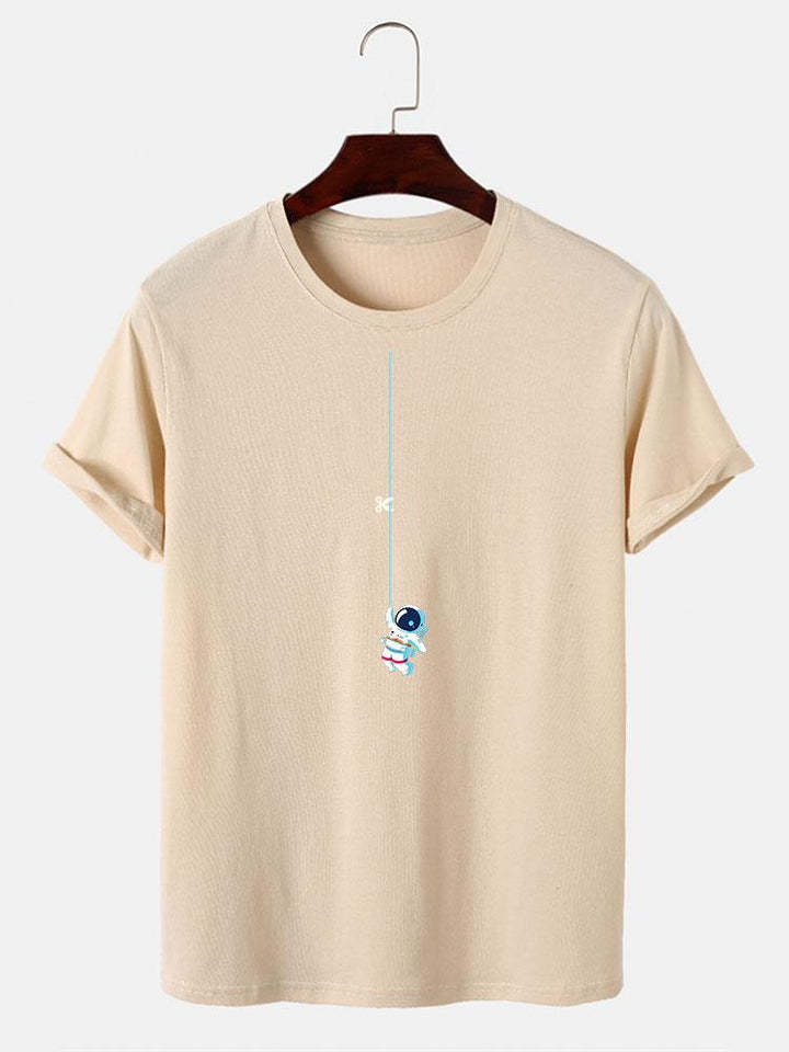 Astronaut On A String Print T-Shirt-Vacay Outfit