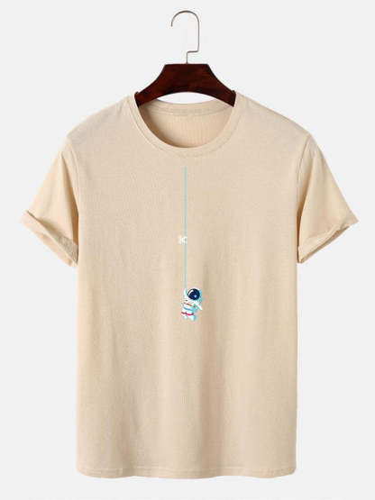 Astronaut On A String Print T-Shirt-Vacay Outfit