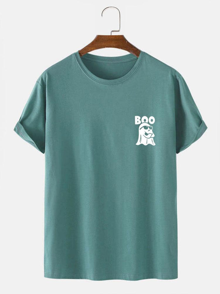 Boo Ghost Print T-Shirt-Vacay Outfit