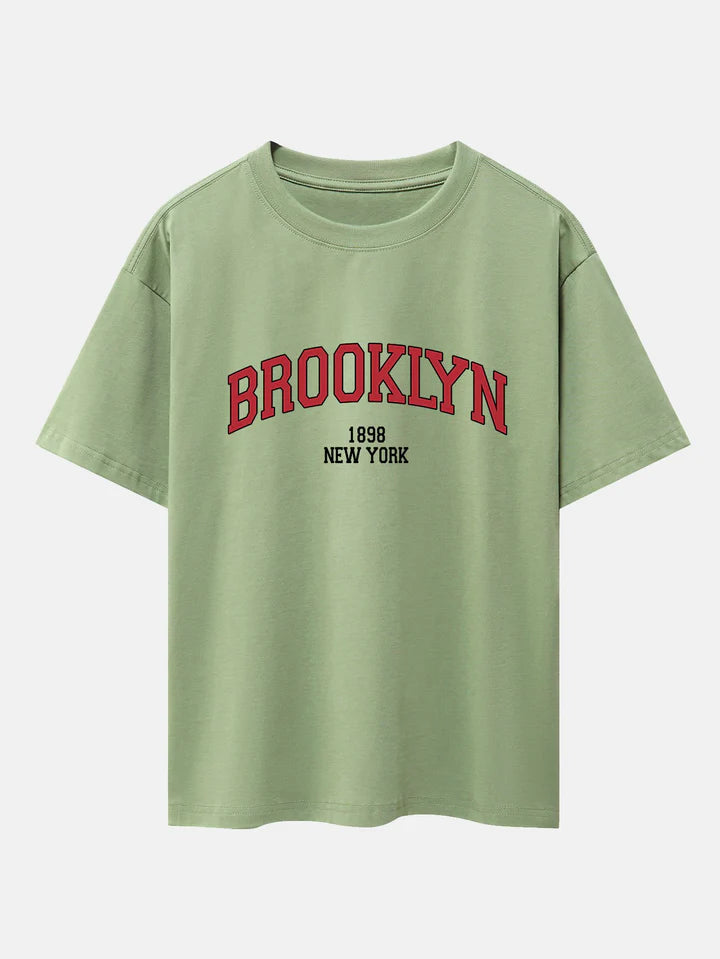 Brooklyn Print Drop Shoulder Oversize T-Shirt-Vacay Outfit