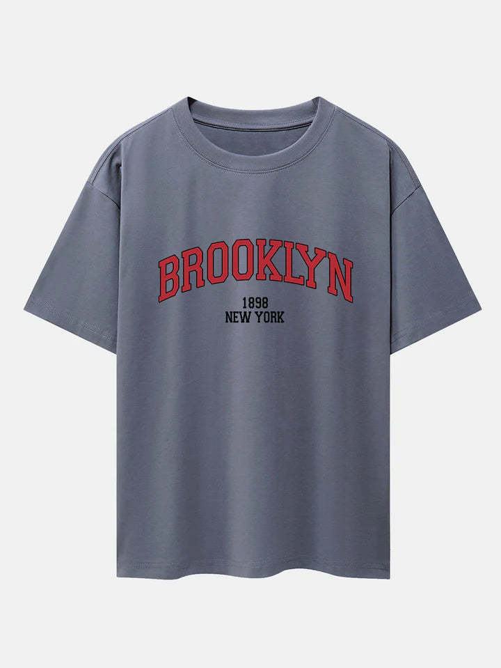 Brooklyn Print Drop Shoulder Oversize T-Shirt-Vacay Outfit