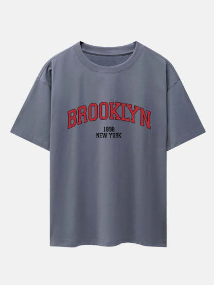 Brooklyn Print Drop Shoulder Oversize T-Shirt-Vacay Outfit