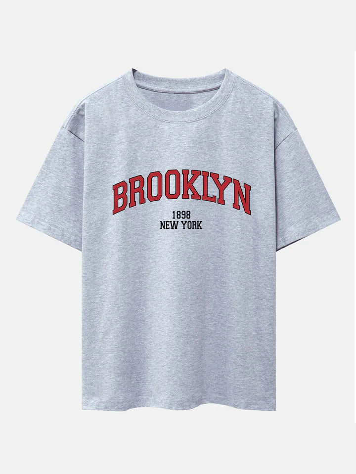 Brooklyn Print Drop Shoulder Oversize T-Shirt-Vacay Outfit