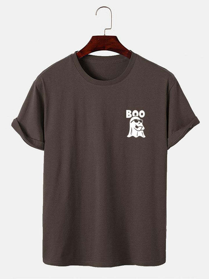Boo Ghost Print T-Shirt-Vacay Outfit